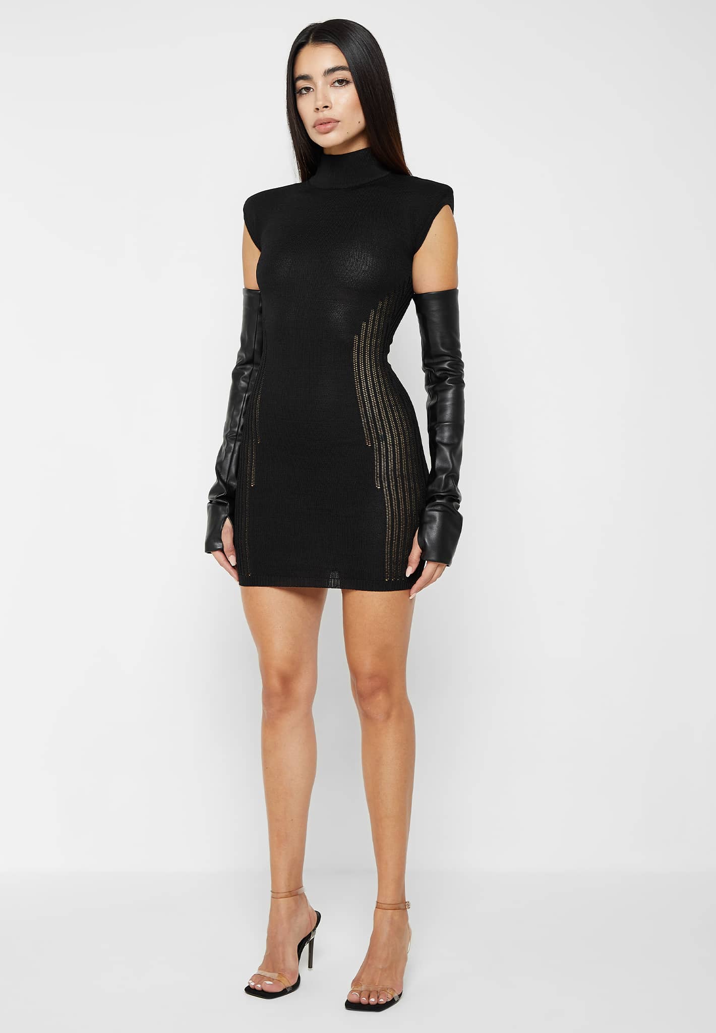 knitted-contour-dress-with-vegan-leather-sleeves-black