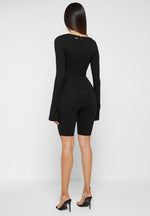 pleated-vegan-leather-bandage-playsuit-black