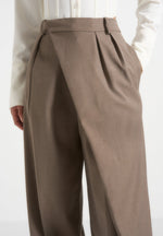 Colette - Tailored Wrap Pleat Pants - Taupe