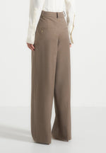 Colette - Tailored Wrap Pleat Pants - Taupe