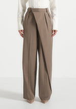 Colette - Tailored Wrap Pleat Pants - Taupe
