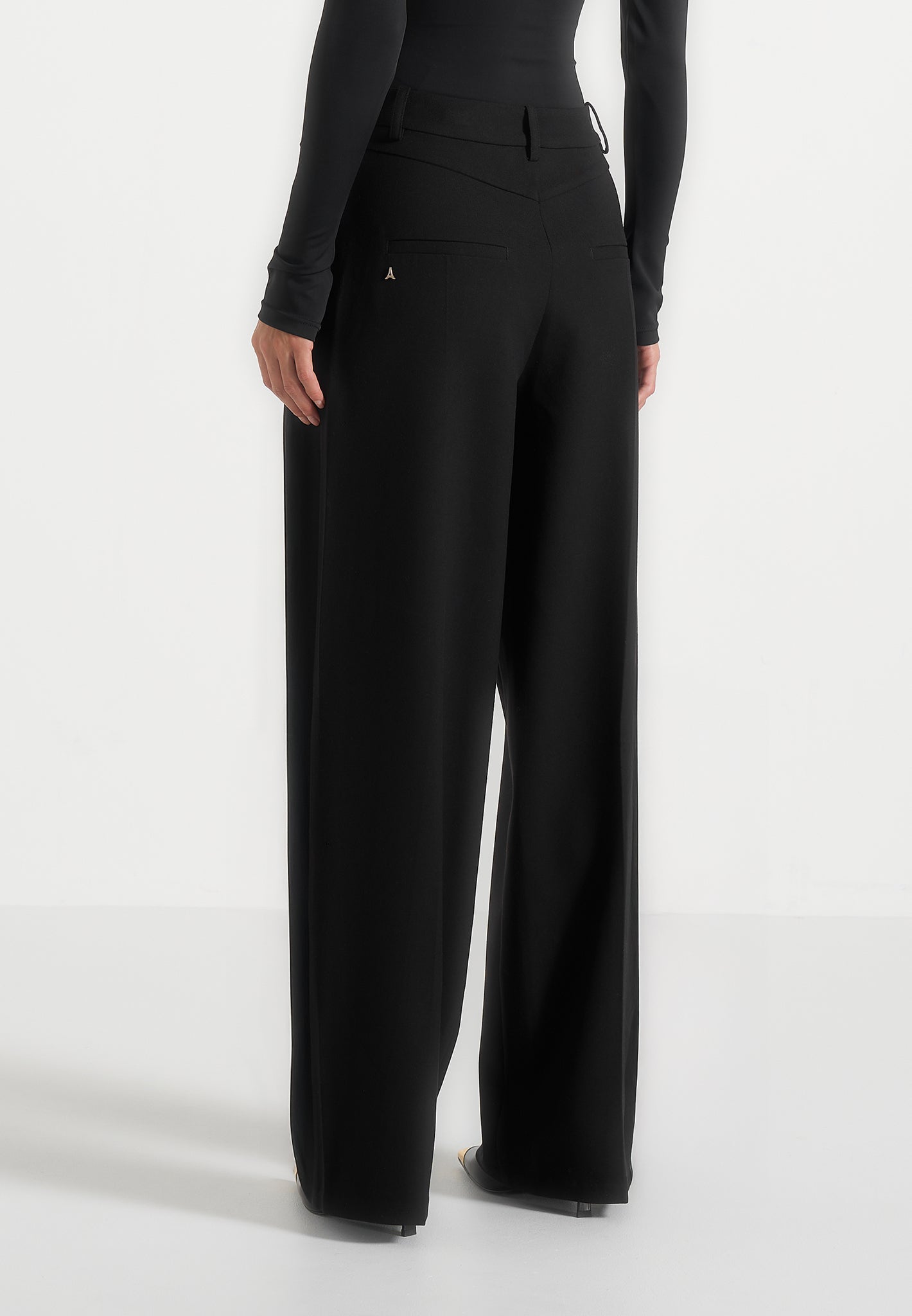 Colette - Tailored Wrap Pleat Pants - Black