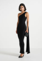 laya-asymmetric-knit-maxi-dress-with-scarf-black