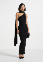 laya-asymmetric-knit-maxi-dress-with-scarf-black