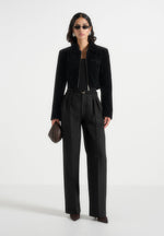 Adina - Velvet Cropped Jacket - Black