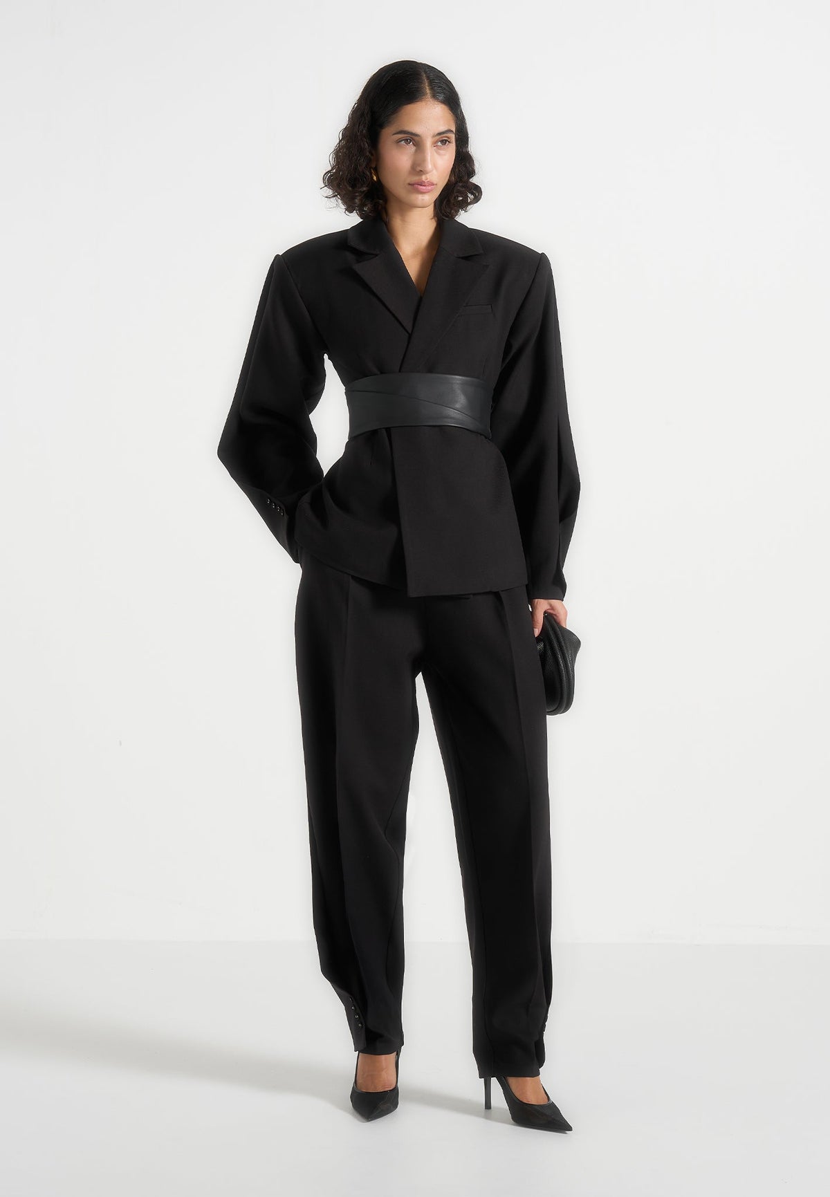 Sophie - Twist Leg Tailored Pants - Black