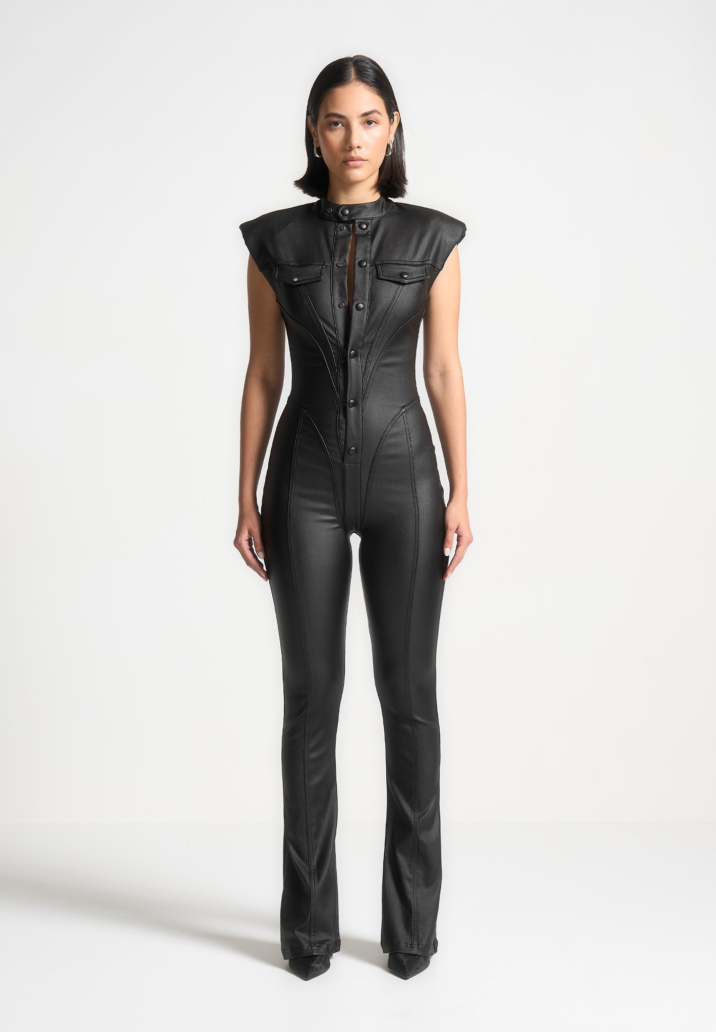 annette-wax-coated-denim-jumpsuit-black