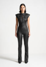 annette-wax-coated-denim-jumpsuit-black