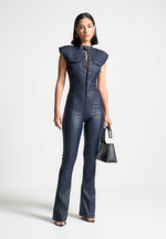 annette-wax-coated-denim-jumpsuit-indigo