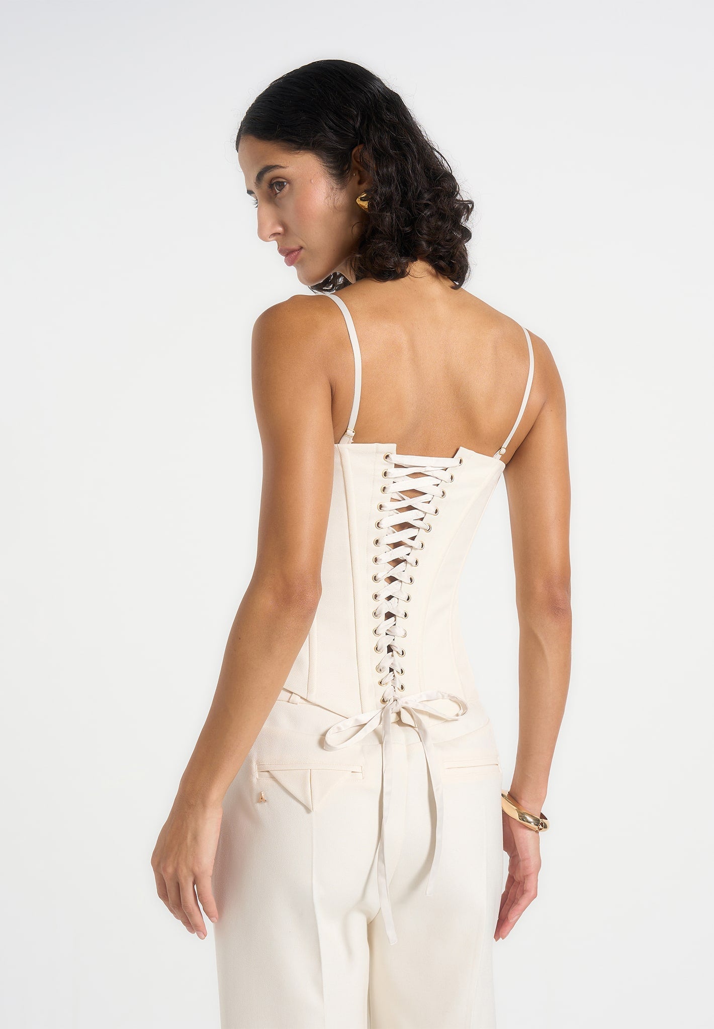 Scarlett - Tailored Lace Up Corset - Off White 