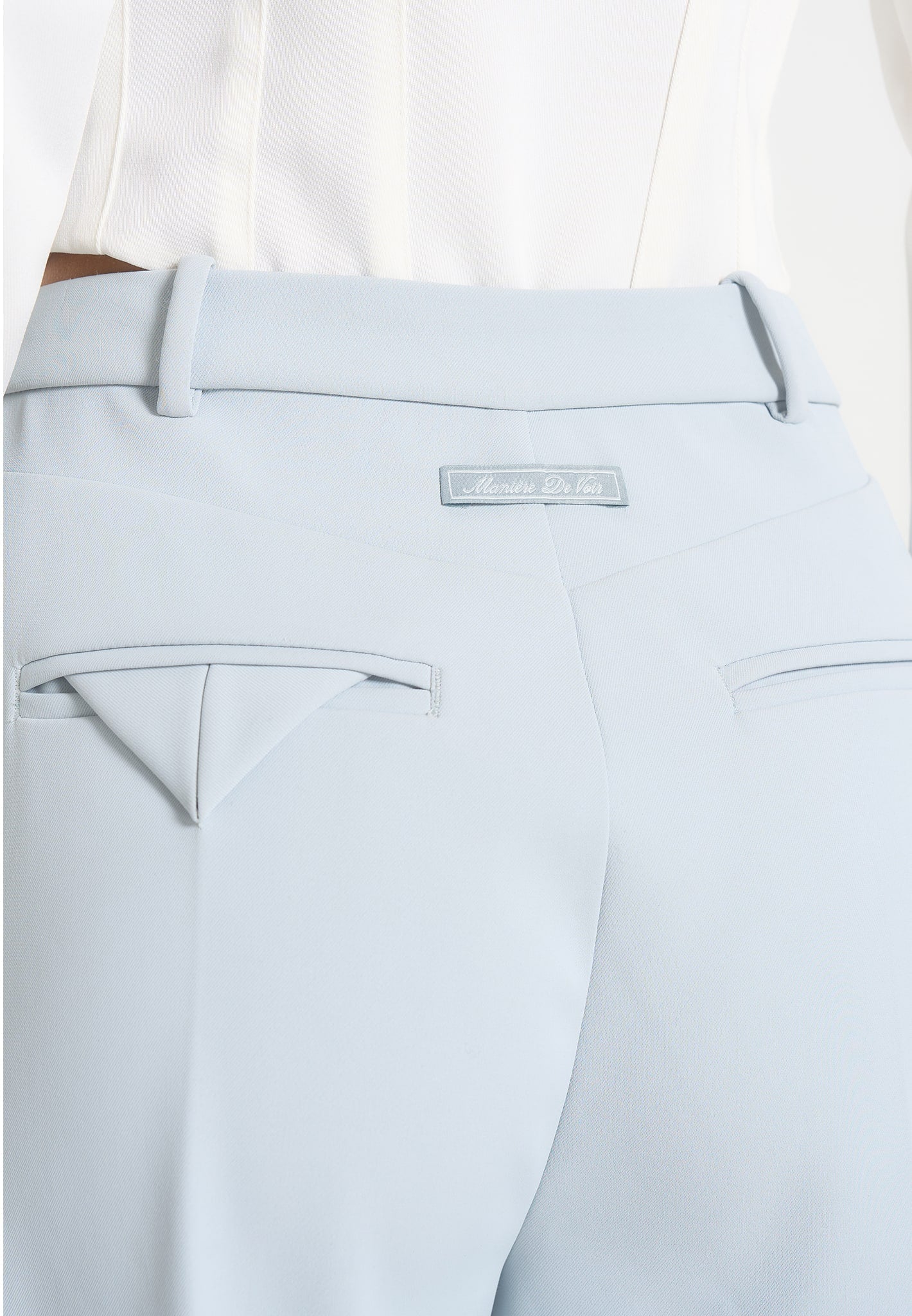 Julie - Tailored Twin Pleat Pants - Pale Blue