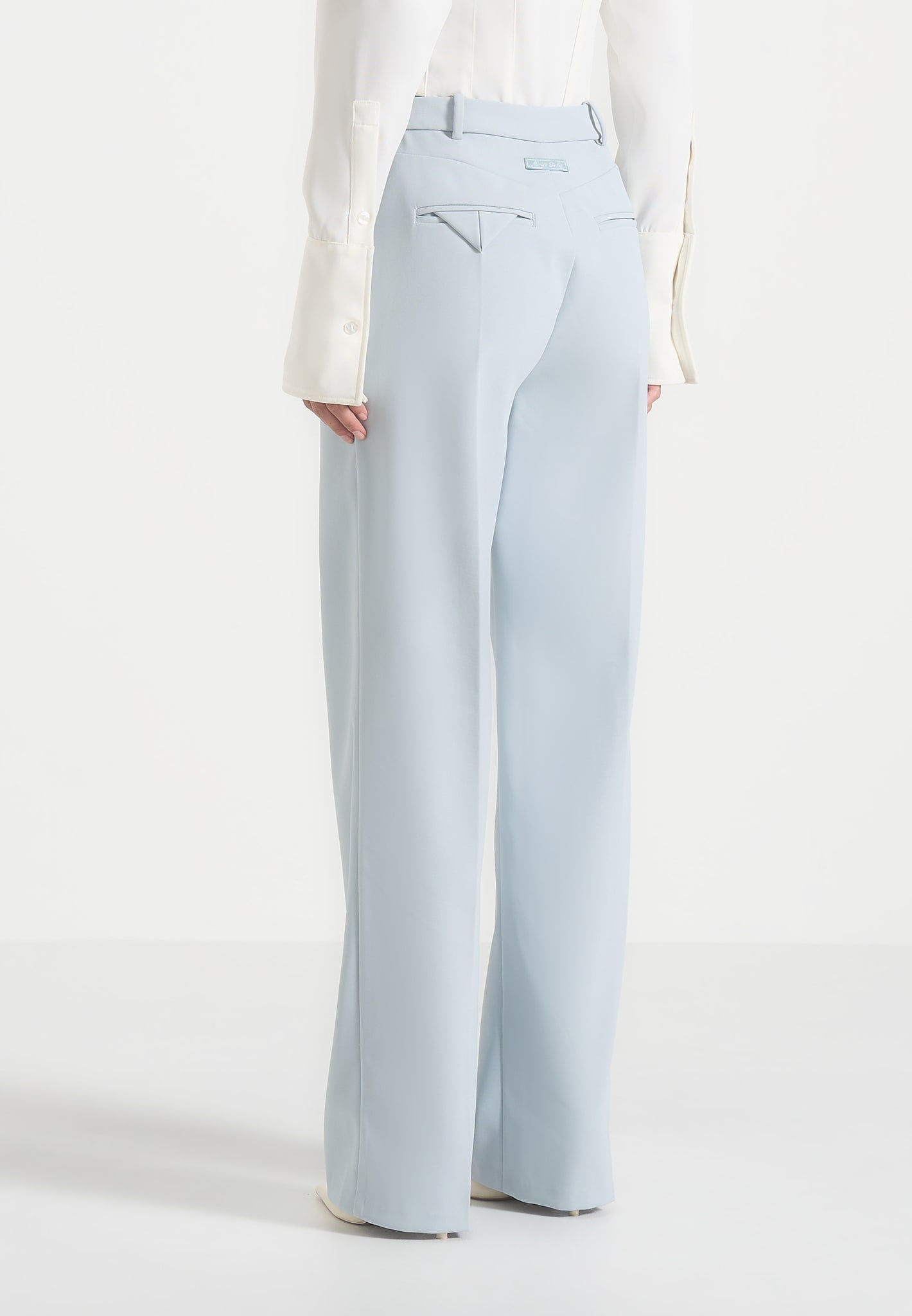 Julie - Tailored Twin Pleat Pants - Pale Blue