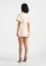 Mathilde - Denim Corset Contrast Stitch Dress - Cream