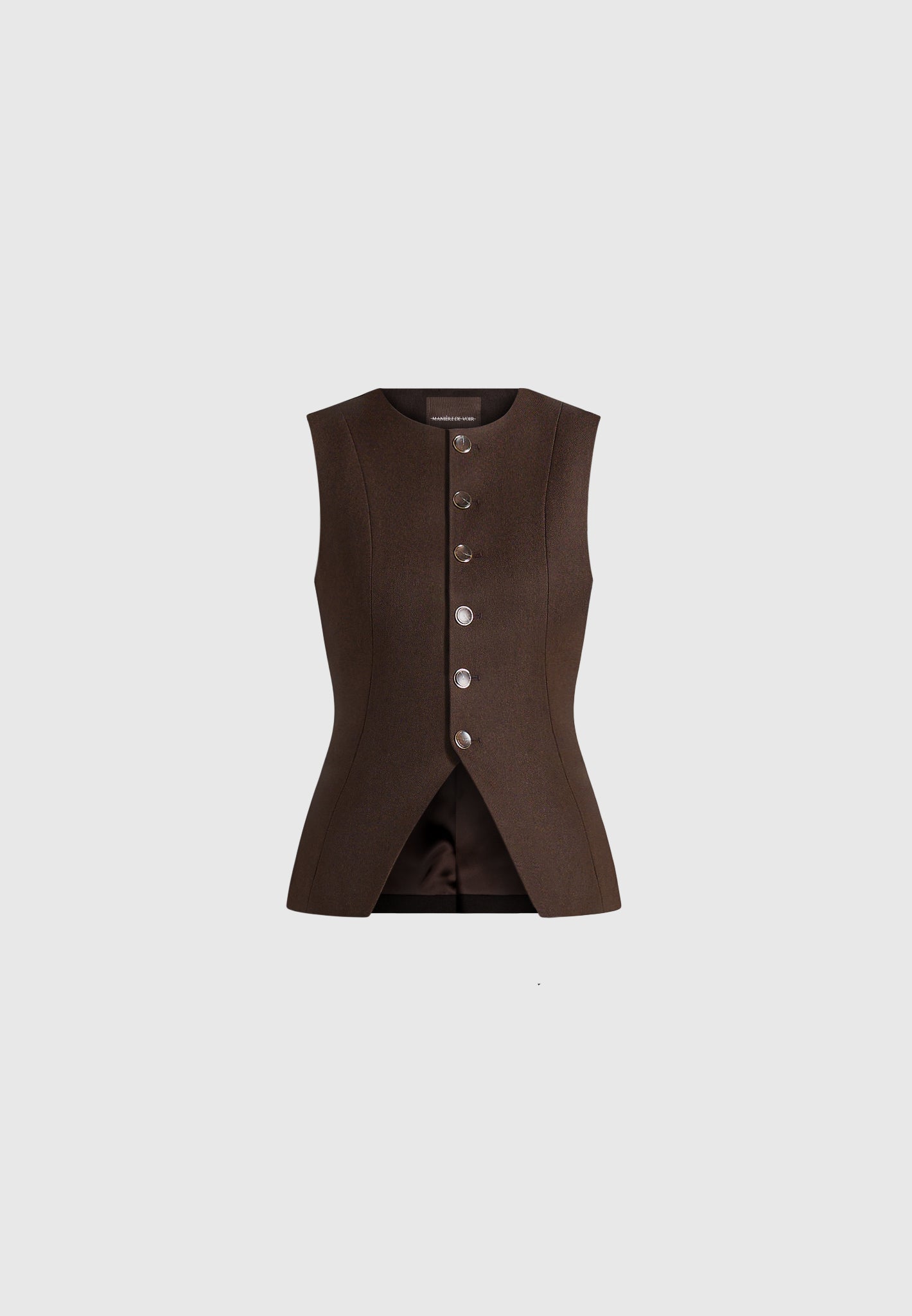 Maisie - Tailored Crew Neck Cinch Suit Vest - Brown