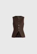 Maisie - Tailored Crew Neck Cinch Suit Vest - Brown