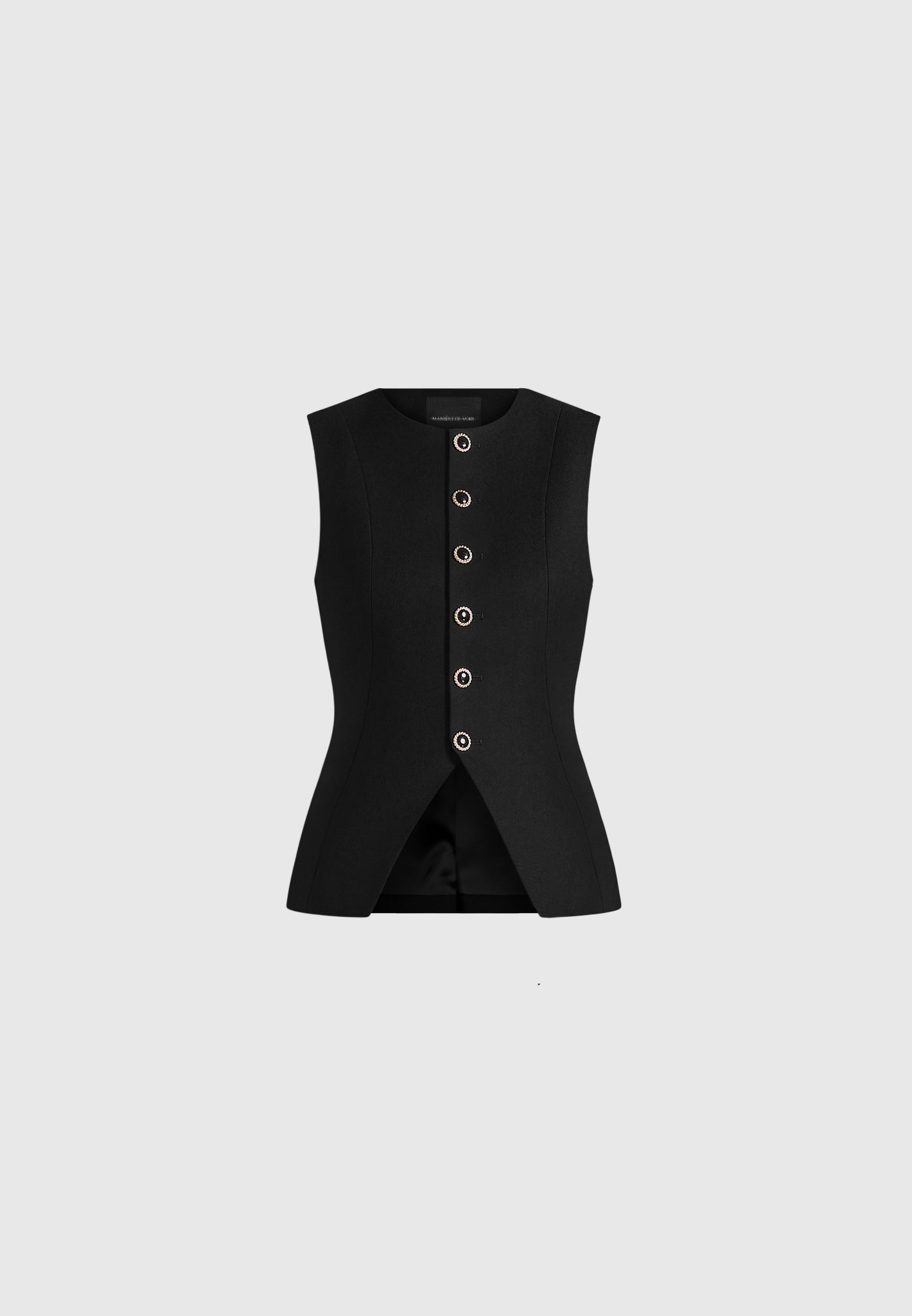Maisie - Tailored Crew Neck Cinch Suit Vest - Black
