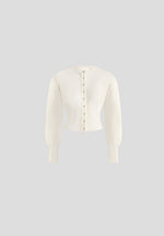 Mayla - Knitted Cinch Waist Cardigan - Cream