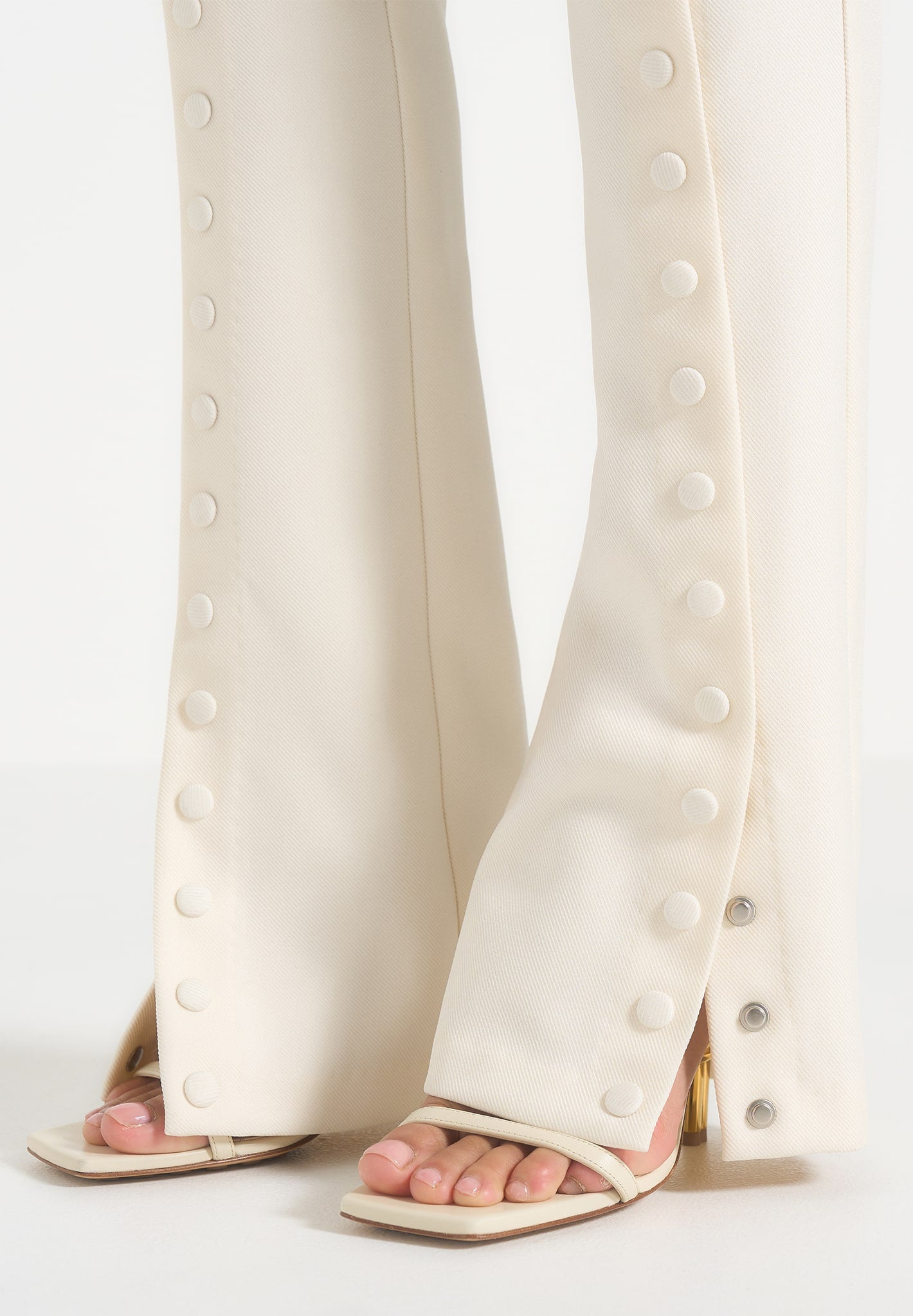 Therese - Tailored Button Detail Pants - Off White