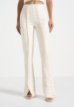 Therese - Tailored Button Detail Pants - Off White