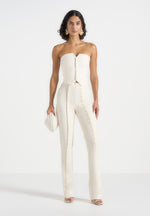 Therese - Tailored Button Detail Pants - Off White
