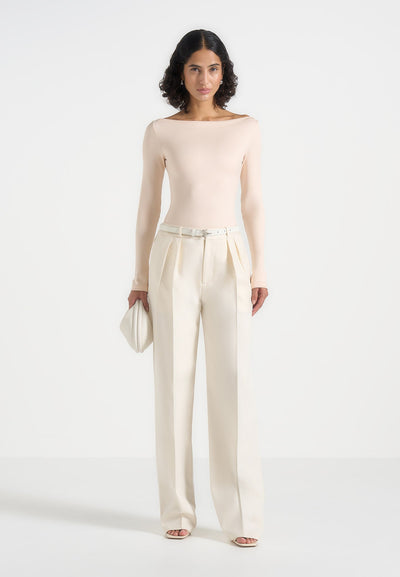 BS003 - Boat Neck Bodysuit - Pale Pink