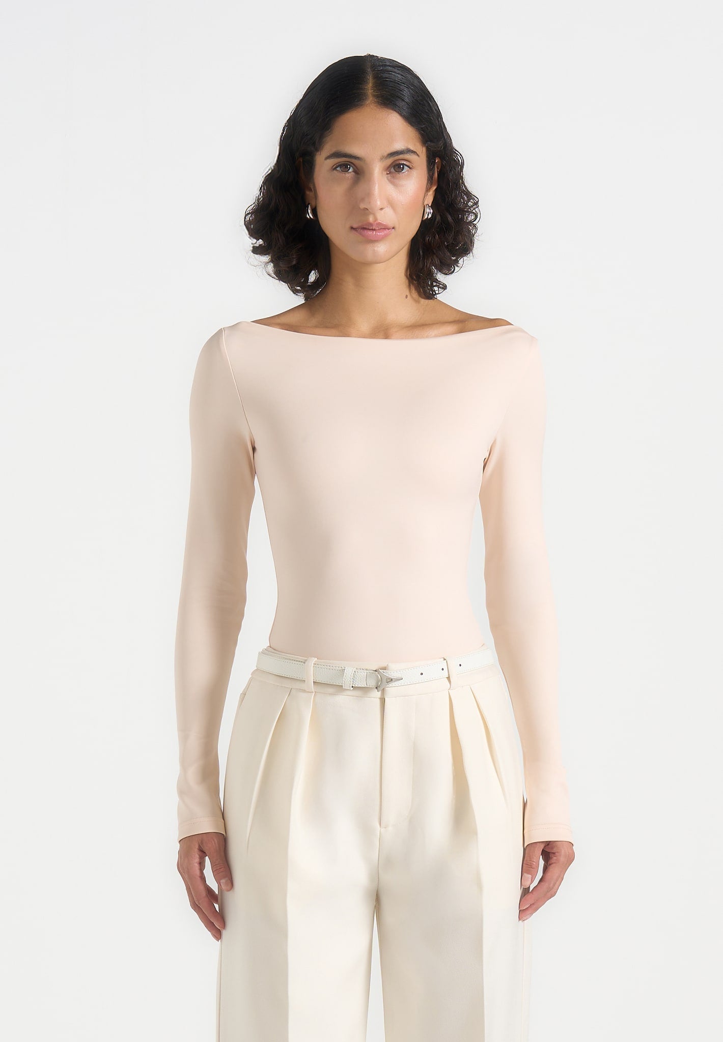 BS003 - Boat Neck Bodysuit - Pale Pink 