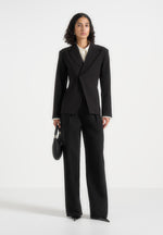 Julie - Tailored Twin Pleat Pants - Black