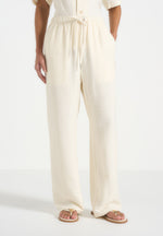 Addison - Unisex Textured Relaxed Fit Pants - Cream