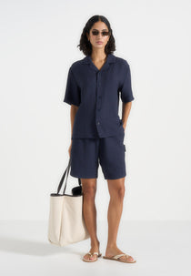 Ari - Unisex Textured Shorts - Navy