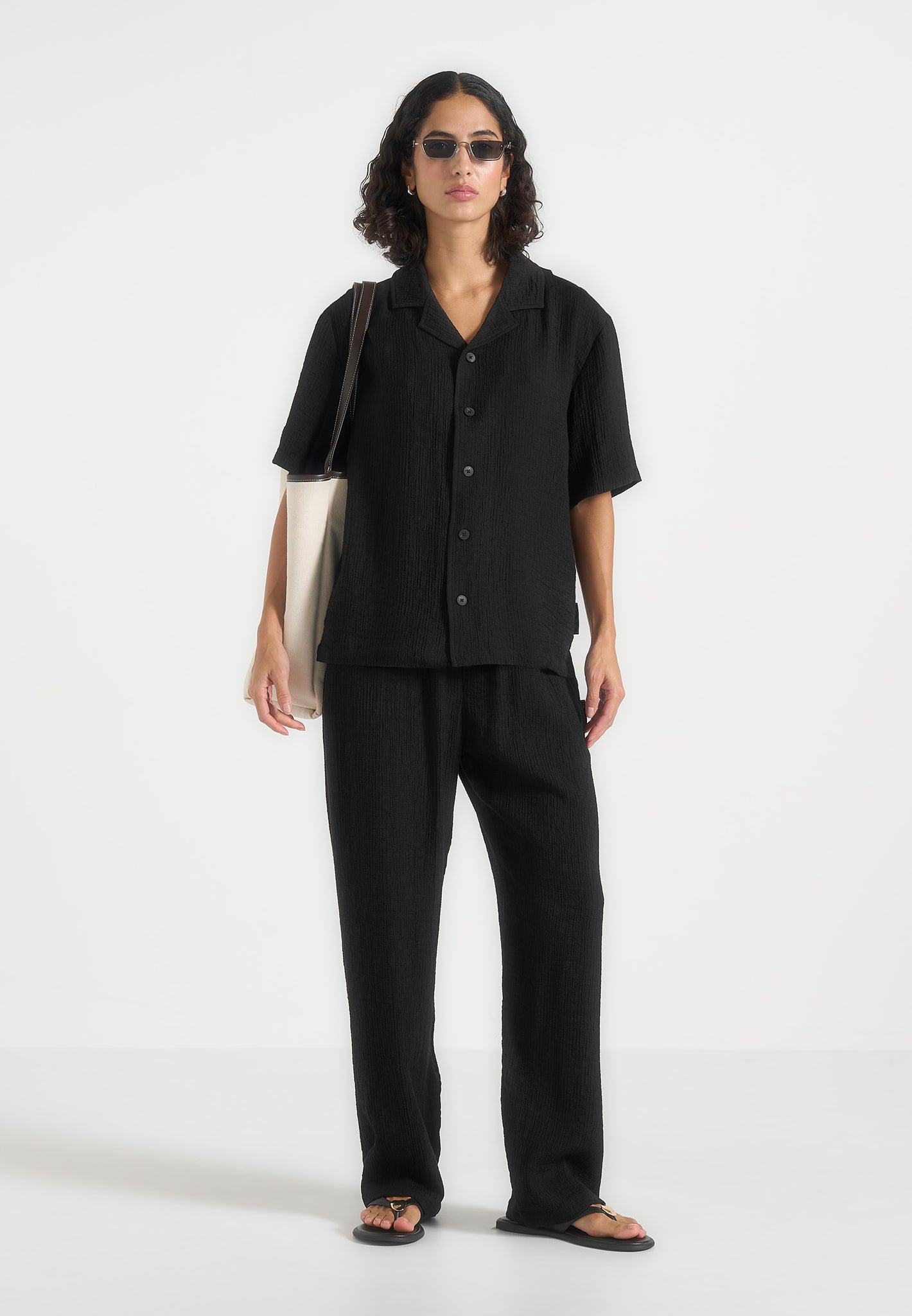 Harley - Unisex Textured Revere Shirt - Black