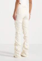 Caroline - Tacked Twill Fit & Flare Pants - White