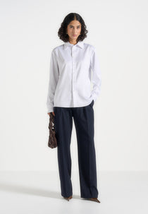 Carter - Unisex Oversized Satin Shirt - White