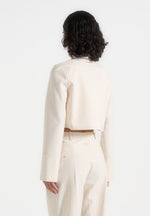 Florine - Linen Pintuck Cropped Shirt - Natural
