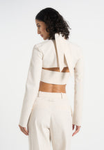 Wendy - Linen Crossover Bolero Top - Natural