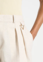 Ingrid - Linen Twin Pleat Pants - Natural