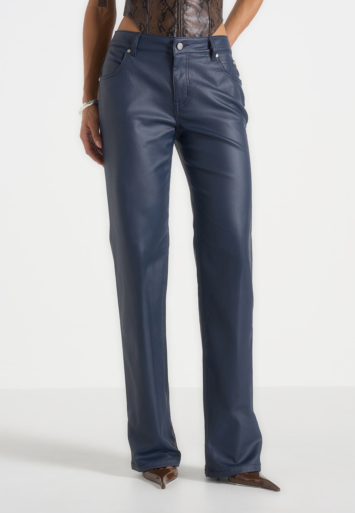 Florence - Wax Effect Jeans - Indigo 