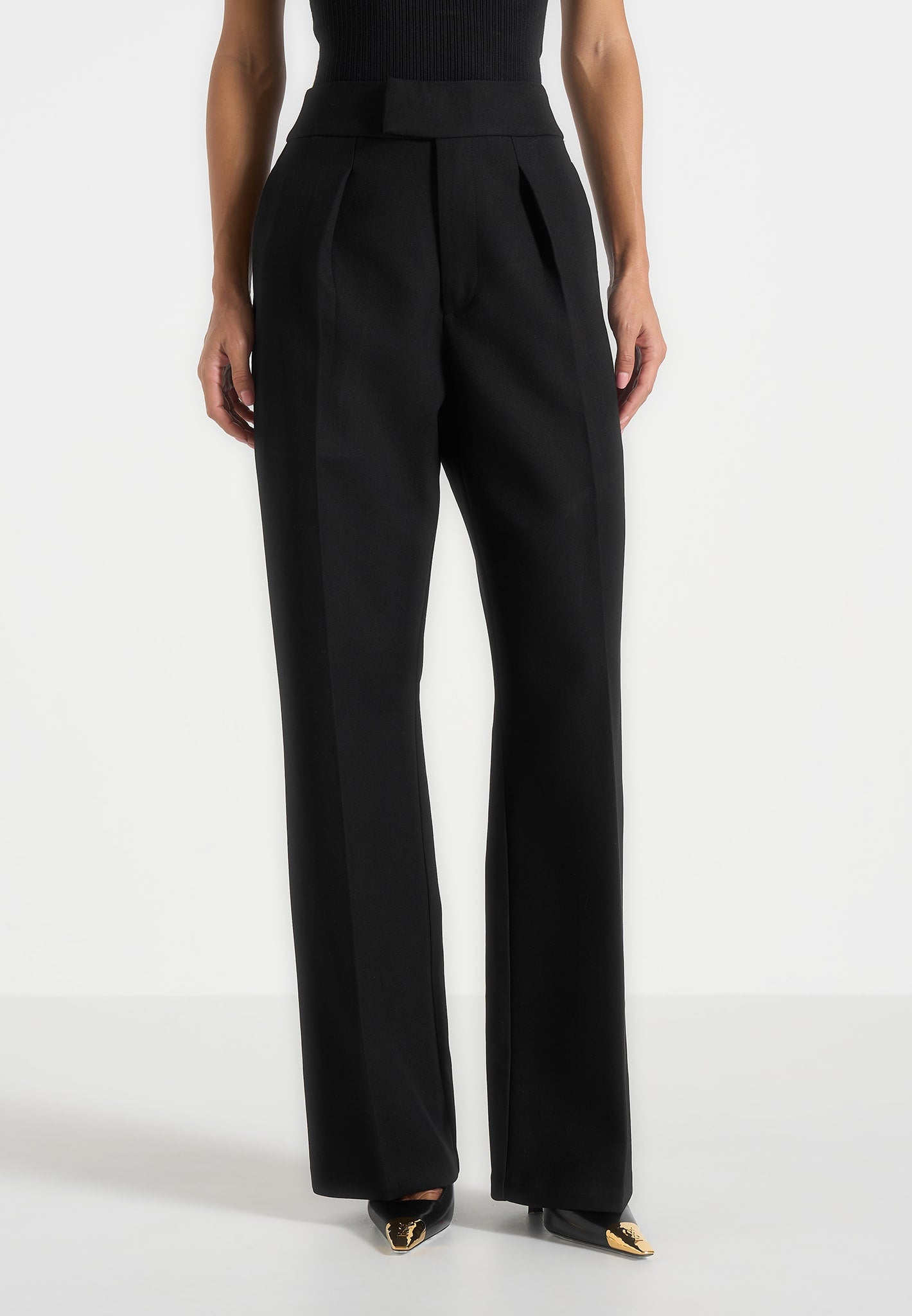 Elsa - High Waisted Tailored Pants - Black 