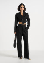 Elsa - High Waisted Tailored Pants - Black