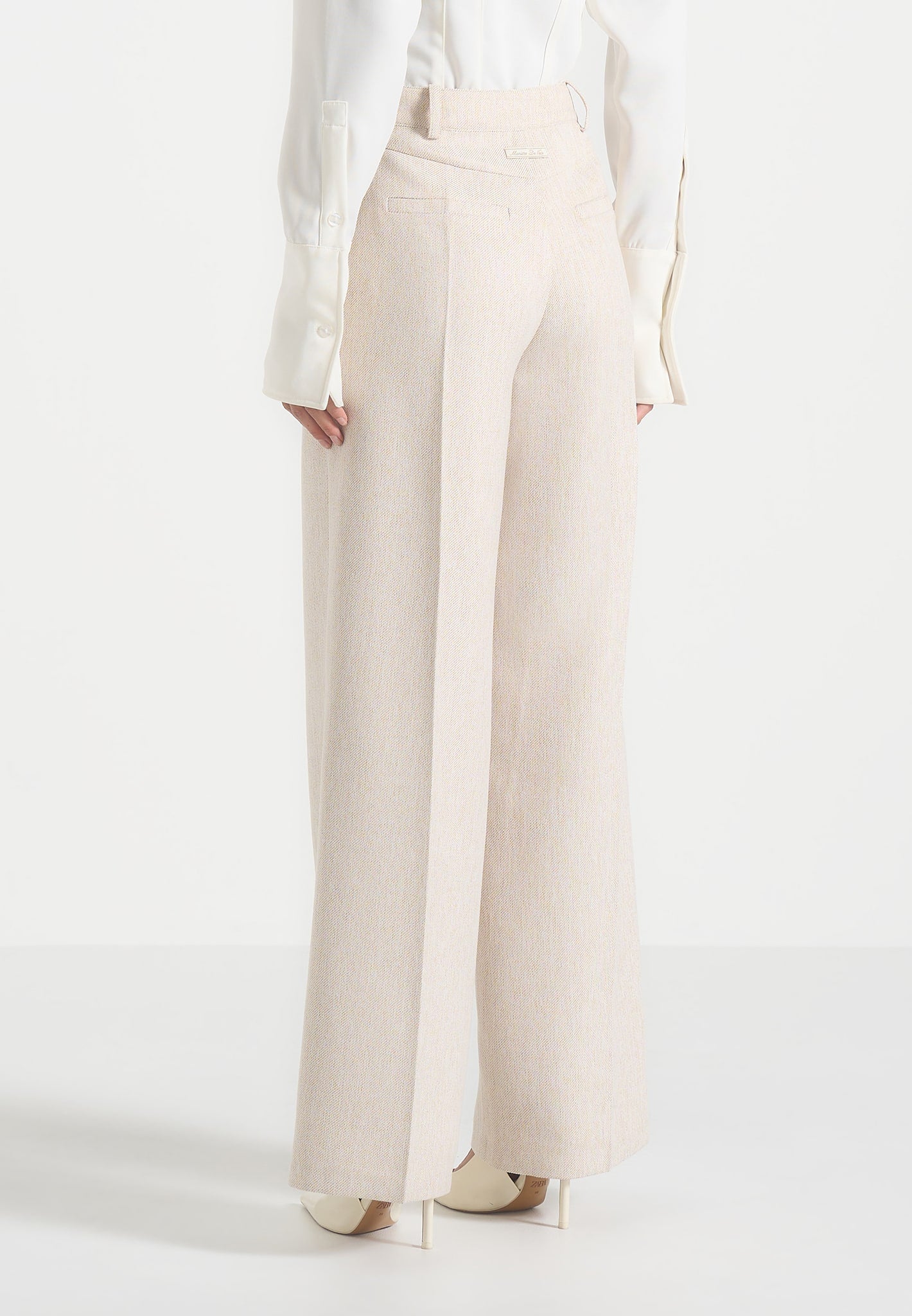 Beryl - Wrap Tailored Pants With Hardware Detail - Cream