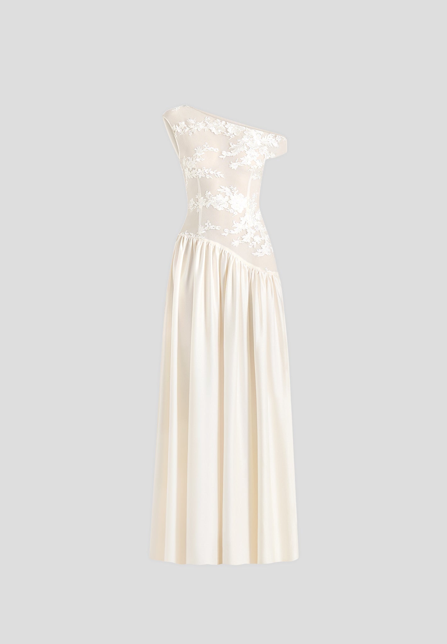 Alanna - Off Shoulder Fit and Flare Maxi Dress - Ivory