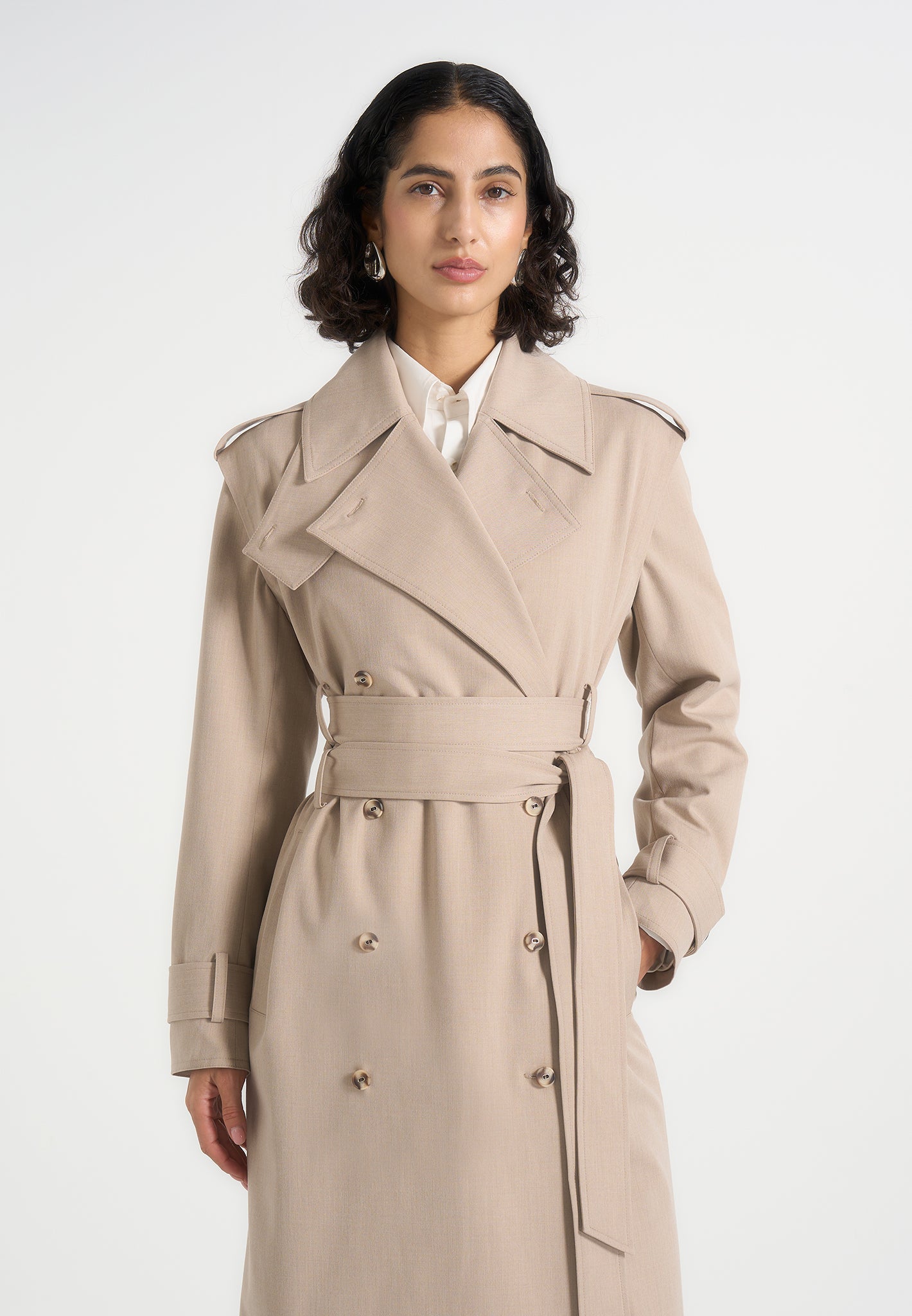 Esther - Trench Coat With Double Belt - Beige