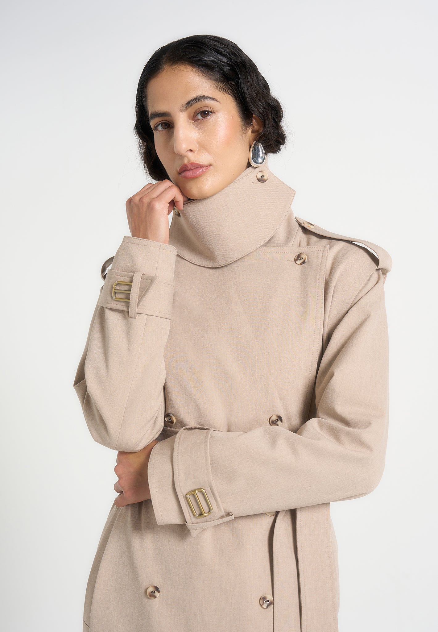 Esther - Trench Coat With Double Belt - Beige 