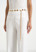 Perrine - Hardware Detail Belted Pants - White