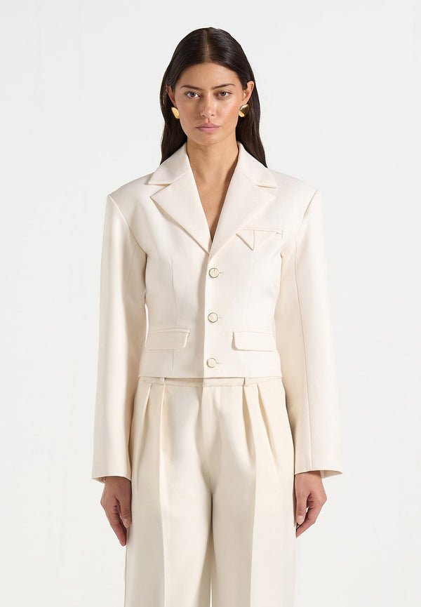 Prisca - Tailored Cropped Blazer - Cream