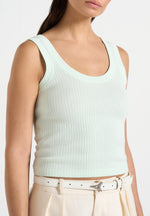 VS001 - Scoop Neck Ribbed Cotton Tank Top - Mint Green
