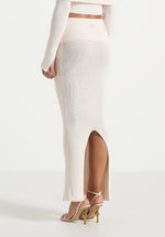 Amy - Asymmetric Midaxi Skirt With Hardware Detail - Cream
