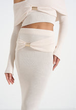Amy - Asymmetric Midaxi Skirt With Hardware Detail - Cream