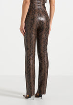 Lucia - Python Straight Leg Pants  - Brown