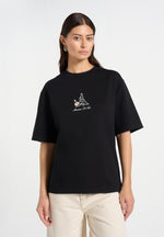 TS008 - Unisex Floral Eiffel Cotton T-Shirt - Black