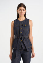 Darcy - Crew Neck Denim Vest - Polished Indigo